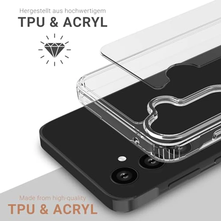 JT Berlin Pankow-Clear Schutzhülle Samsung Galaxy A55 5G Hülle transparent (Stoßabsorbierender TPU Rahmen, Kratzfeste Rückseite aus Acrylglas, Anti-Fingerabdruck) – Bild 2