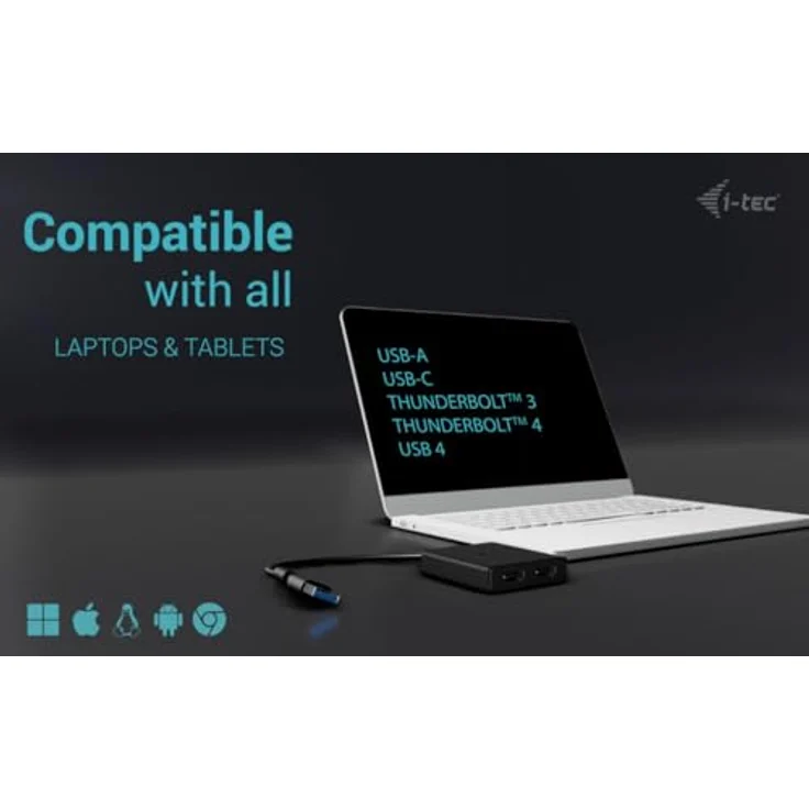 i-tec USB-A/USB-C Dual 4K HDMI VideoAdapter, DisplayLink, 2x HDMI, Windows 10/11, macOS, Linux Ubuntu - Schwarz – Bild 5