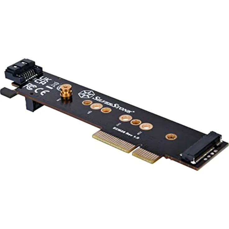 Silverstone SST-ECM28 M.2/SATA Adapterkarte, PCIe 4.0, 1x M-Key, 1x SATA, schnelle Anbindung über PCIe-4.0-Lanes
