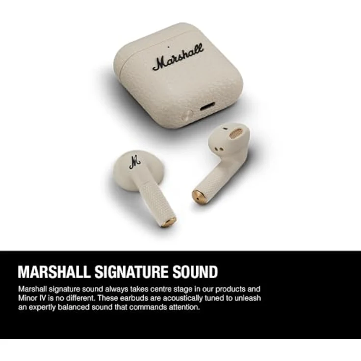 Marshall Minor IV In-Ear-Kopfhörer, True Wireless mit Sprachsteuerung und Bluetooth, über 30 Stunden Akkulaufzeit, wasserresistent, Lederstruktur – Bild 9