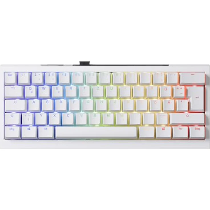 Ducky One X Mini Wireless Gaming Tastatur Weiß – 60% Tastatur, Induktive Switches, Tri-Mode-Konnektivität USB-C, 2.4GHz, Bluetooth, Rapid Trigger, Einstellbare Auslösung, RGB, ISO Tastatur deutsch – Bild 1