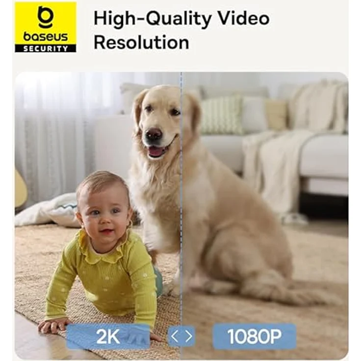 Baseus P1 Lite 2K-Innenkamera (Weiß), Überwachungskamera mit 8-fachem Digitalzoom, 360° Schwenkfunktion und KI-Menschenerkennung – Bild 5