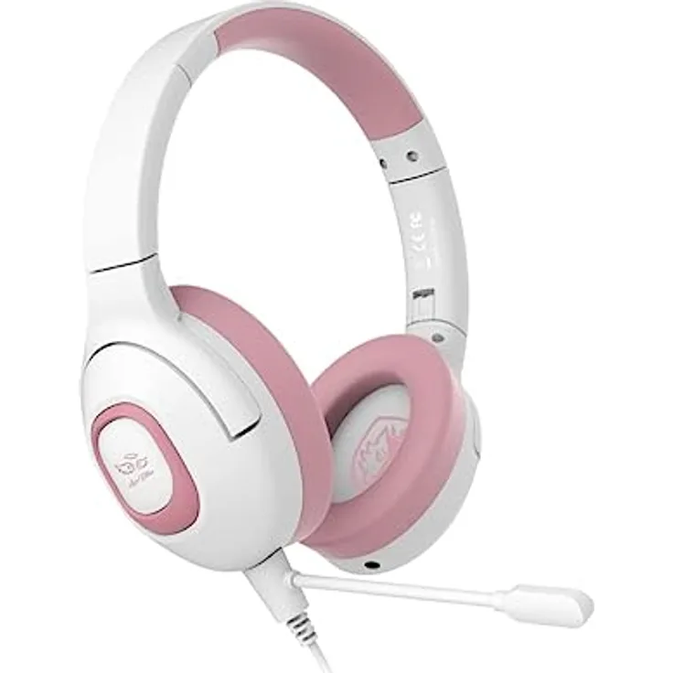 SADES Shaman Gaming-Kopfhörer, kompatibel mit Switch PS4, PS5, Xbox, PC, VR, Handy, 3,5 mm, Lernmodus, klein, bequem, Jugendliche, weiche Mikrofone, Rosa