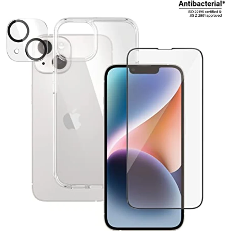PanzerGlass™ 3-in-1 Schutz-Set für Apple iPhone 14 Klare Bildschirmschutzfolie Apple iPhone 14 Kratzresistent Schockresistent Antibakteriell Transparent 1 Stück(e) (B0401+2783) – Bild 2