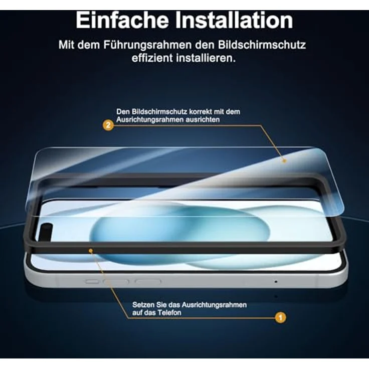 NEW'C Panzerglas für iPhone 16/15, 3 Stück, 9H Härte, HD, ultra-klar, kratzfest, 6,1 Zoll, einfaches Installationswerkzeug enthalten – Bild 3