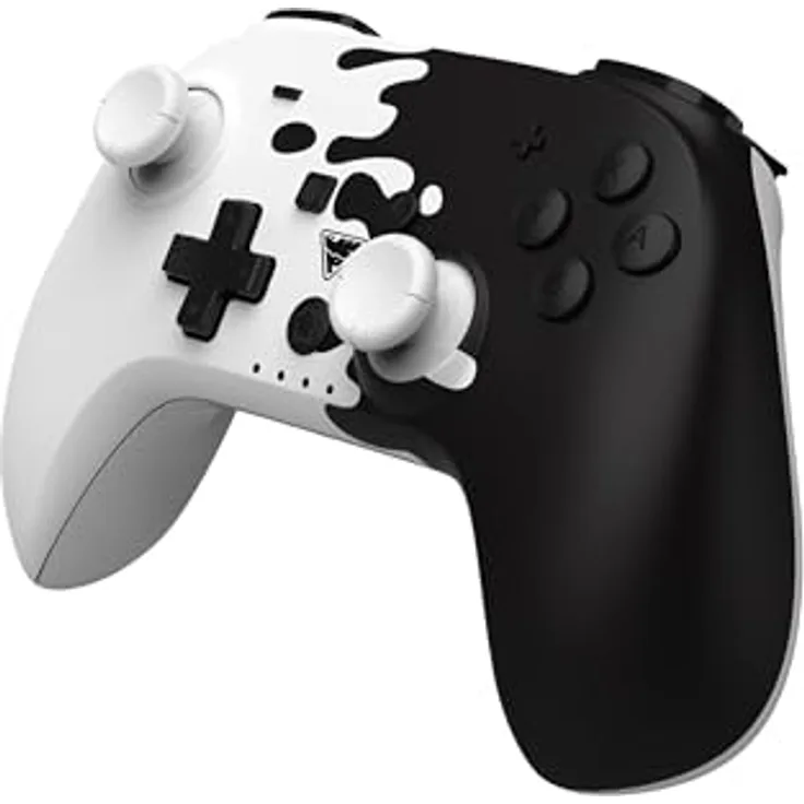 DRAGON SHOCK PopTop Compact Wireless Controller, OLED-Style, Schwarz/Weiß, für Nintendo Switch, Switch OLED, PC mit Turbo-Funktion und Vibrationsanpassung