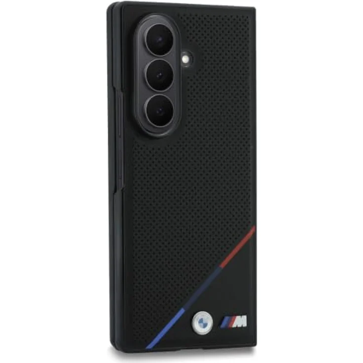 BMW M Leather Perforated Tricolor Stripe MagSafe Case für Samsung Galaxy Z Fold 8 Ultra, Schwarz – Bild 3