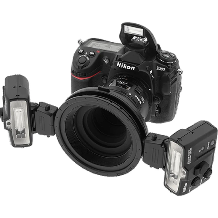 Nikon R1 Kit, kabelloses Makroblitzsystem mit zwei SB-R200 Blitzgeräten, Schwarz