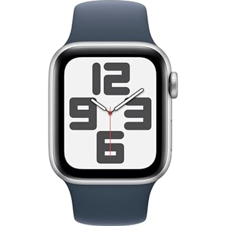 Apple Watch SE GPS + Cellular (2. generation), 40 mm Aluminiumgehäuse Silber, Sportarmband Sturmblau, S/M – Bild 2
