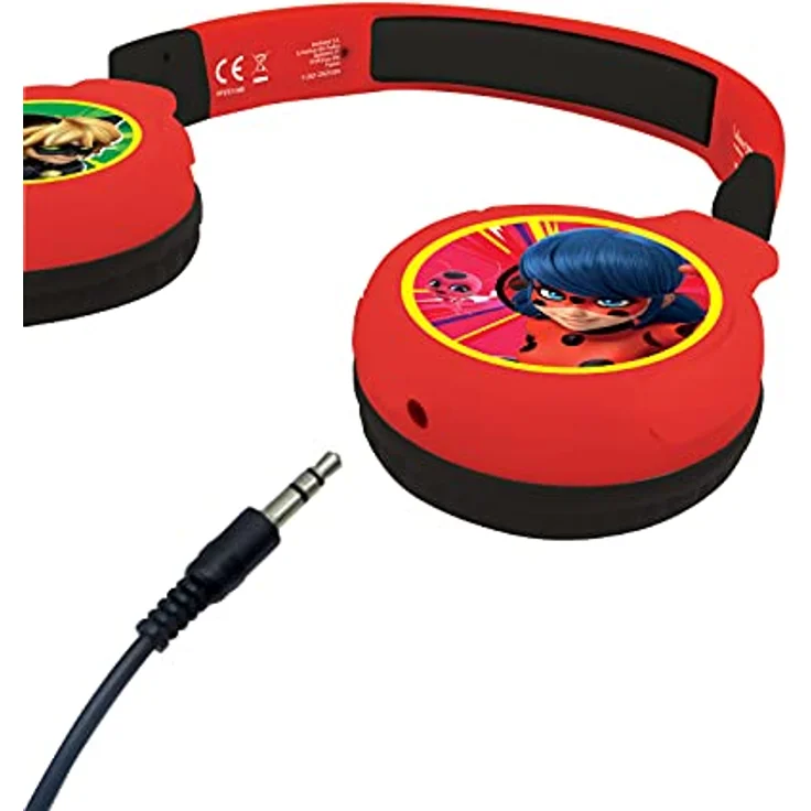 Lexibook Miraculous Ladybug Cat Noir, 2-in-1 Bluetooth- und Kabel-Kopfhörer, Stereo, schallt beim Kinderhörschutz auf 85 dB begrenzt, wiederaufladbar, rot/schwarz, HPBT010MI – Bild 4