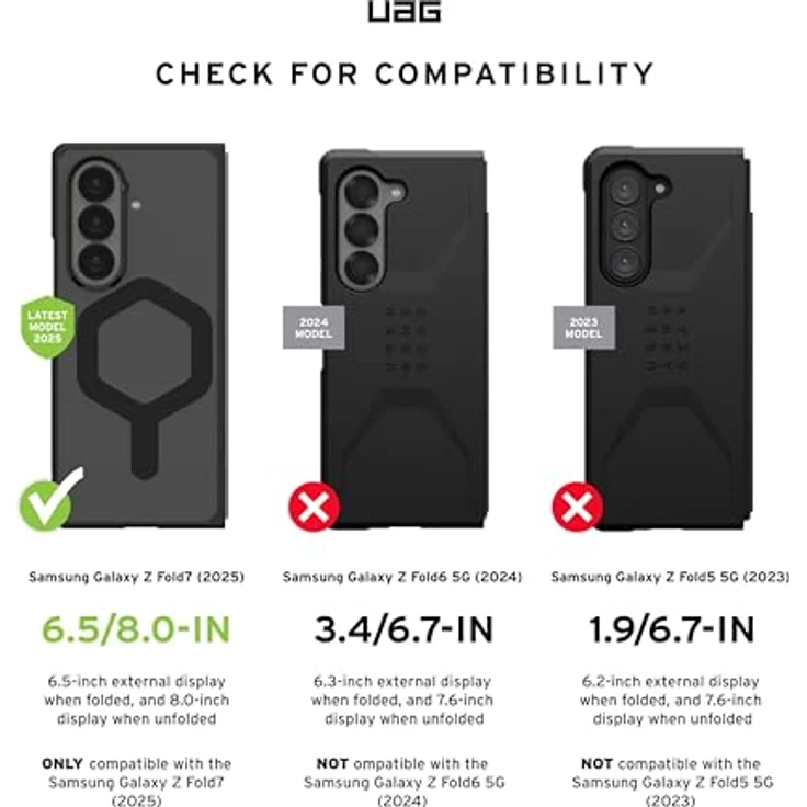 URBAN ARMOR GEAR Mouve Case für Samsung Galaxy Z Fold 7, Sturzfestes Cover mit Wireless Charging Kompatibilität, transparent schwarz (Ice) – Bild 2