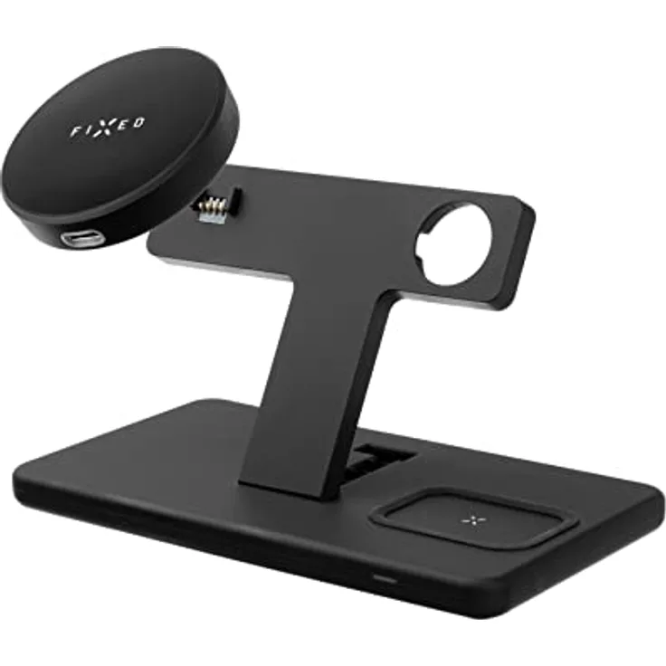 FIXED Kabellose 3-in-1-Ladestation für iPhone, Apple Watch und Airpods Schwarz