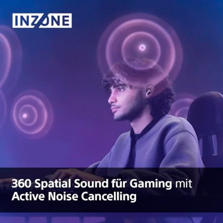 Sony INZONE Buds - True Wireless Gaming Kopfhörer, 360 Spatial Sound, leicht, Bequeme Passform, Active Noise Cancelling, AI-Mikrofon, 24-Stunden-Akku, Low Latency Dongle, PC & PS5-kompatibel - Weiß – Bild 3