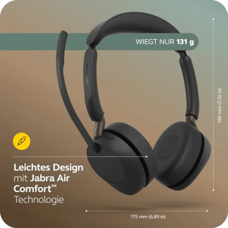 Jabra Evolve3 65 Stereo, LINK 390a, UC On Ear Headset mit Bluetooth®, adaptiver Geräuschunterdrückung, Schwarz – Bild 5