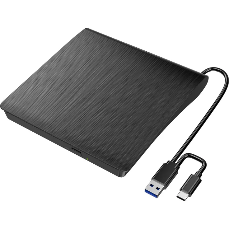 xlyne Externer DVD-Brenner 570501, USB 2.0, kompatibel mit Windows, macOS und Linux, schwarz
