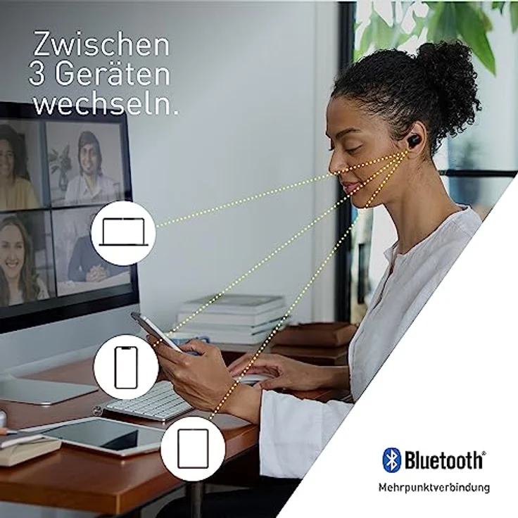 Technics EAH-AZ40M2EK kabellose Ohrhörer mit Noise Cancelling, Multipoint Bluetooth, bequemer In-Ear-Kopfhörer mit integriertem Mikrofon, anpassbare Passform, bis zu 5,5 Stunden Wiedergabe, Schwarz – Bild 2