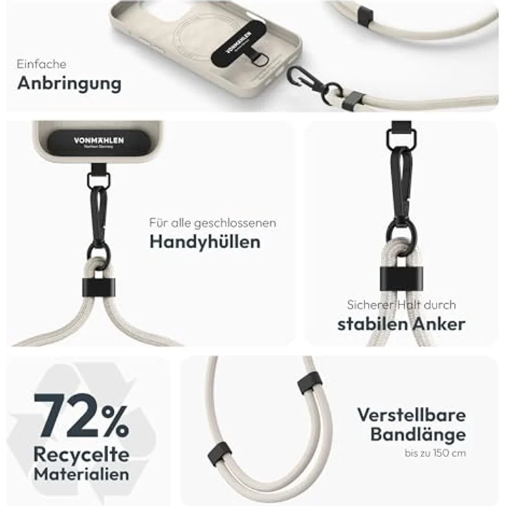 Vonmählen Infinity Go Gurt, Universelle Handy-Kette in cremefarben – Bild 4