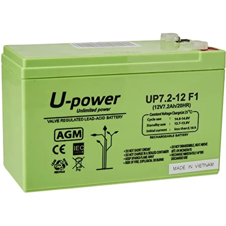 Master U-Power Blei Akku AGM 12V 7.2Ah F1 4,8mm