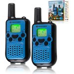 Bresser Junior Walkie Talkie, wiederaufladbare Funkgeräte für Kinder, blau, 6 km Reichweite, 8 Kanäle, Freihand-Modus, mit Taschenlampe