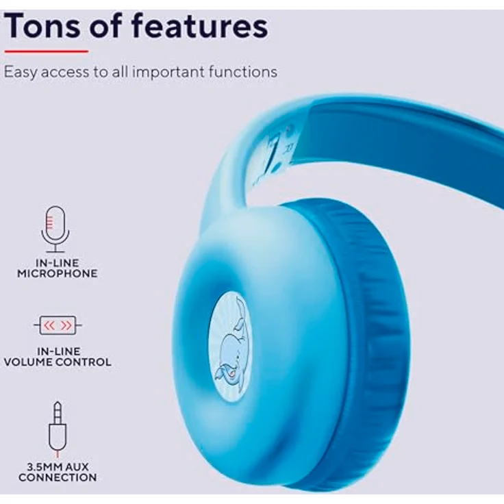 Trust Nouna Kinder Kopfhörer mit Kabel, Lautstärkenbegrenzer (85dB), Blau – Bild 4