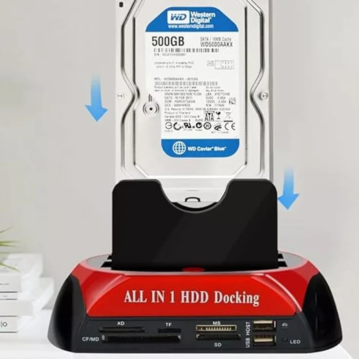 Retoo Festplatten Docking Station USB 2.0, Dualschacht für SATA IDE 2,5 Zoll & 3,5 Zoll HDD SSD SATA, Offline Klon, OTB Funktion, Festplatten-Dockingstation, Schwarz – Bild 5
