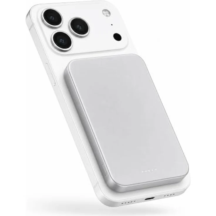 Nevox Power Bank 5000 mAh, 15 W, magnetisches Laden für MagSafe, Weiss/Silber – Bild 1