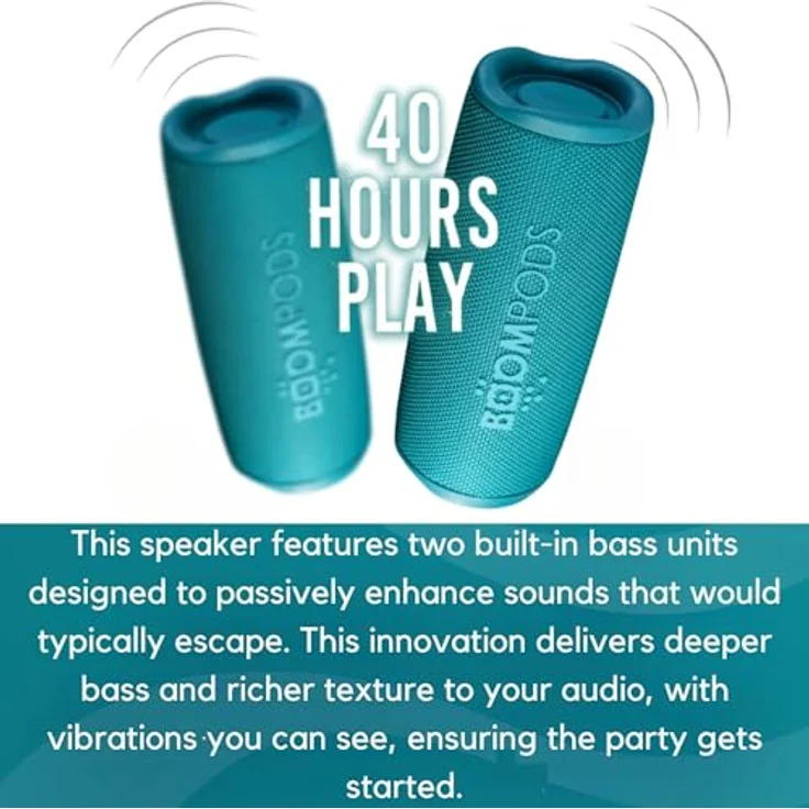 Boompods Beachboom 12, Bluetooth Lautsprecher mit 40h Akkulaufzeit, IPX7 wasserdicht, robust, blau – Bild 5