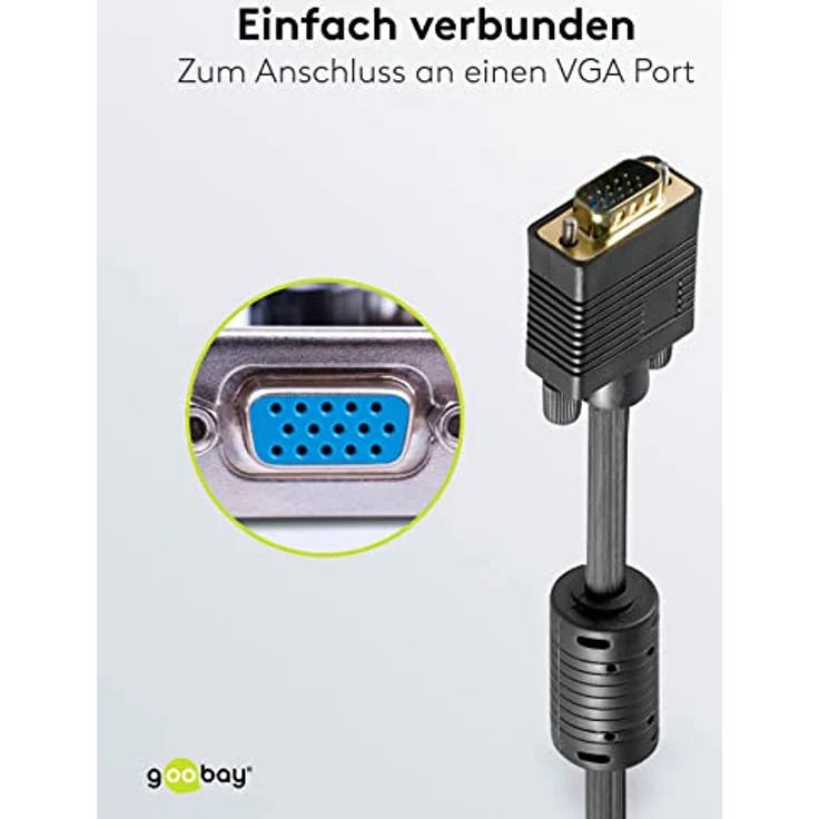 Wentronic Components Handels Goobay - VGA-Kabel - HD-15 (M) - HD-15 (M) - 5,0m - Flügelschrauben - Schwarz (50490) – Bild 5