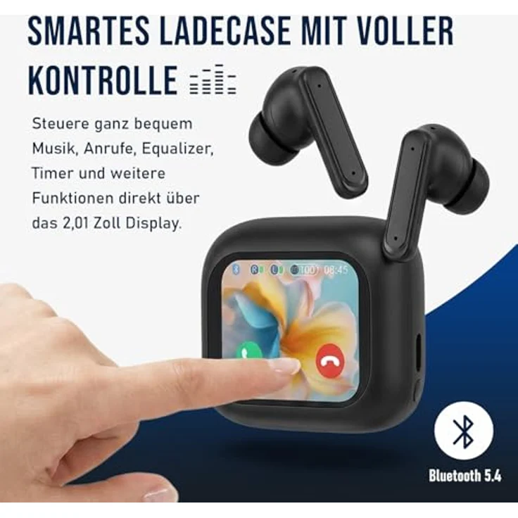 Fontastic In-Ear Kopfhörer DISPA+ Smart Case, schwarz, True Wireless mit ANC- und ENC-Technologie – Bild 3