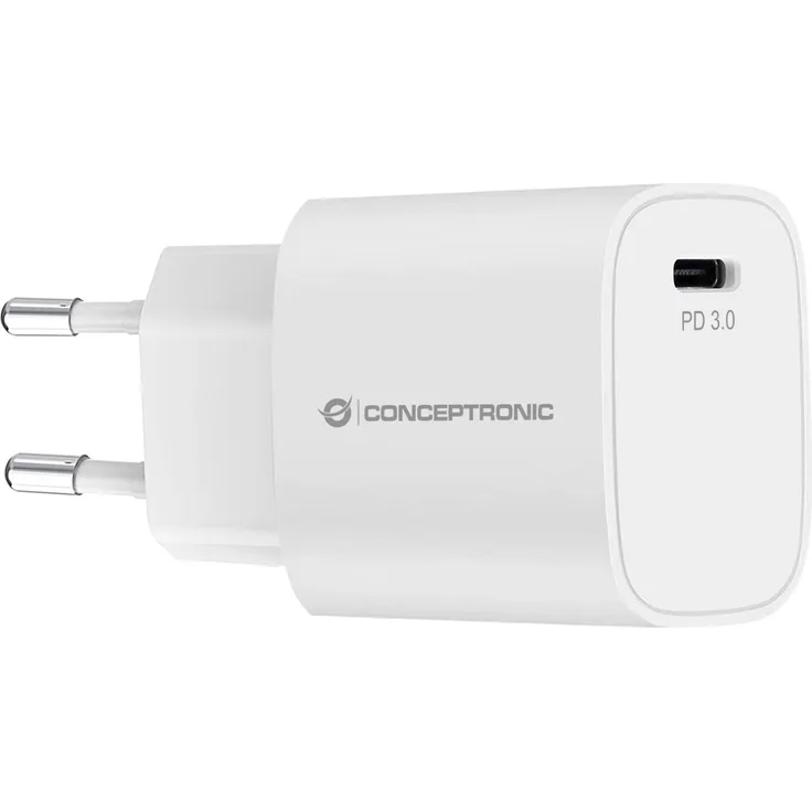 Conceptronic Ladegerät 1Port USB-C Top-Port 20W PD 3.0, weiß