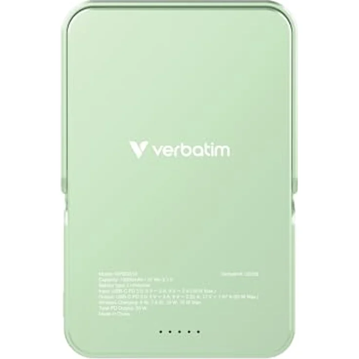 Verbatim Charge 'n' Go MagSafe Powerbank 10.000mAh Grün, 15W Wireless Charging, PD 22W Schnellladefunktion, Klappbarer Ständer für iPhone 16/15/14/13/12 Pro/Pro Max, inkl. USB-C Kabel – Bild 3