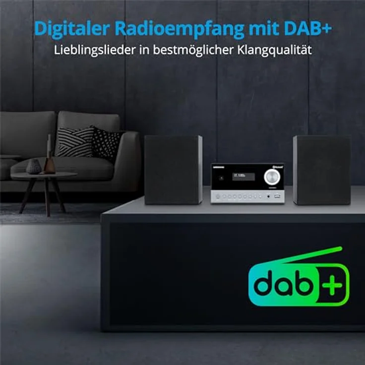 MEDION E64088 Micro Audio System Kompaktanlage (DAB+, CD-Player, Bluetooth, USB Anschluss, LCD-Display) in Schwarz – Bild 2