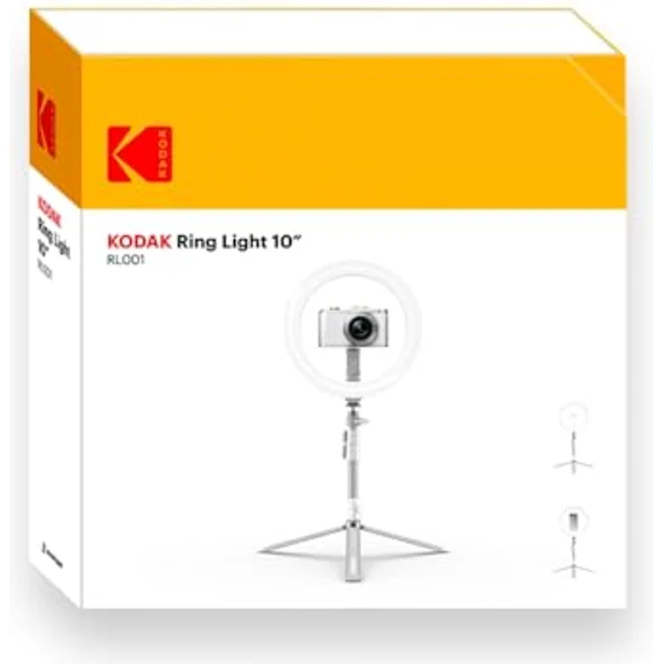 Kodak LED Ringlicht mit Stativ für Smartphones & kleine DSLR- und Actioncams (25cm Durchmesser; Verstellbare Helligkeit, Höhe und Farbbalance; 1800 Lumen; Fernauslöser & Tragetasche inklusive) – Bild 12