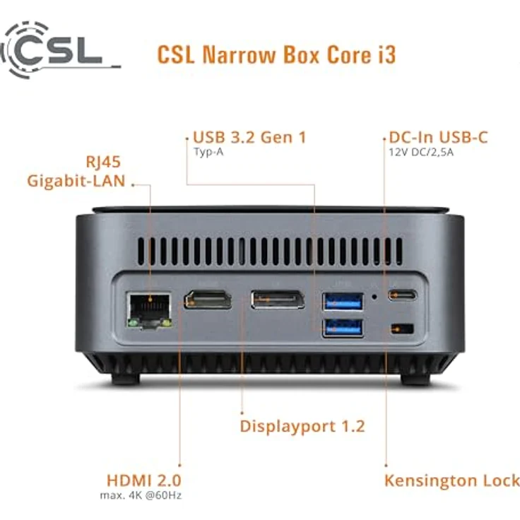 CSL Narrow Box Core i3 Mini-PC, Intel® Core i3, 16 GB RAM, 500 GB SSD, schwarz, vorinstalliert mit Windows 11 – Bild 4