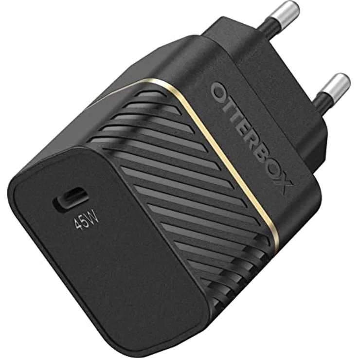 OtterBox USB-C PD GaN EU Ladegerät 45W, USB-C Schnellade Gerät für Smartphone und Tablet, Sturzgeschützt und Robust, Schwarz