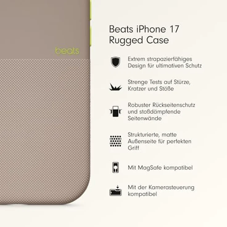 Beats Rugged Case für iPhone 17, Alpengrau, MagSafe kompatibel mit stoßabsorbierendem Schutz und Kamerasteuerung – Bild 2