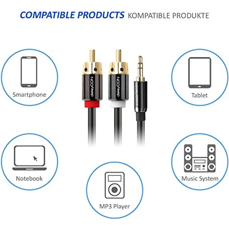 DELEYCON MK-MK157 - Audio Kabel, 3,5 mm Klinkenstecker auf 2x Cinch Stecker, 5 m (MK-MK157) – Bild 10