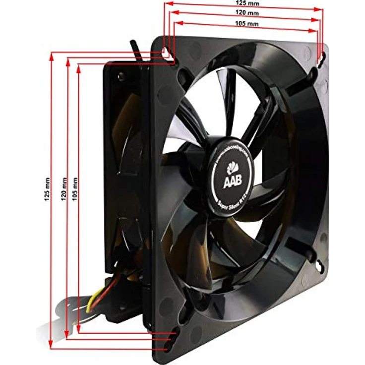 AAB Cooling Fan Adaptor Lüfter Adapter, 120mm auf 140mm schwarz transparent – Bild 5