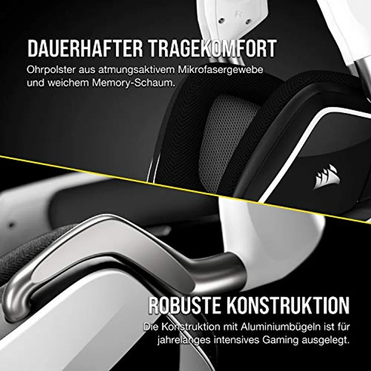 Corsair Void Elite RGB Wireless Gaming Headset (7.1 Surround Sound, Ultraniedrige Latenz, 12 Meter Reichweite, Omnidirektionales Mikrofon, iCUE RGB-Beleuchtung, für PC und PS4) weiss – Bild 5