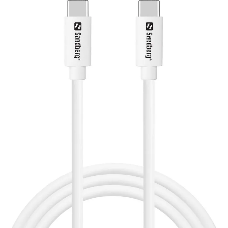Sandberg Saver USB-Kabel, 24 pin USB-C (M) zu USB-C (M), 1 m, 65 W Schnellladung, weiß
