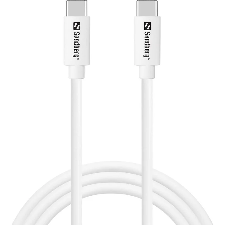 Sandberg Saver USB-Kabel, 24 pin USB-C (M) zu USB-C (M), 1 m, 65 W Schnellladung, weiß