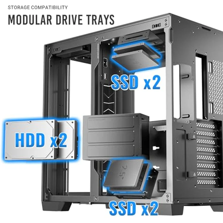 Antec C8 (mATX, ITX, ATX, E-ATX), PC Gehäuse, Schwarz – Bild 14