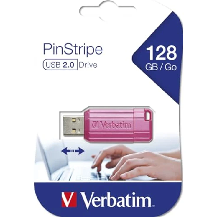 Verbatim USB Drive 2.0 Pinstripe USB-Stick 128GB Pink 49460 USB 2.0 - Schneller USB-Stick mit großem Speicherplatz in Pink – Bild 4