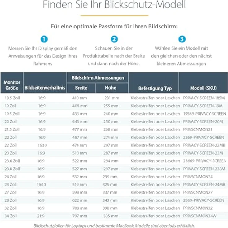 StarTech.com Monitor Privacy Screen for 23" Display - Computer Screen Security Filter - Blue Light Reducing Screen Protector Film - 16:9 Widescreen - Matte/Glossy - +/-30 Degree (PRIVACY-SCREEN-23M) – Bild 5