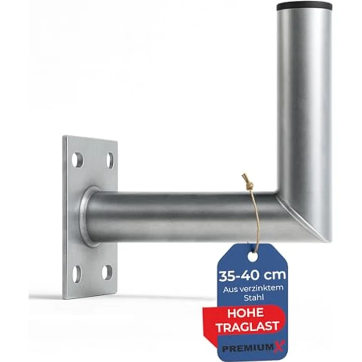 PremiumX Winkel-Wandhalterung aus verzinktem Stahl, 35-40cm für SAT-Antennen, Rohrdurchmesser 48mm, inklusive Mastkappe, wetterfest – Bild 1
