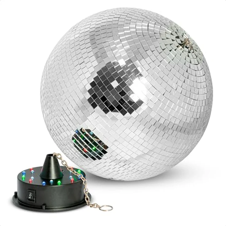 Ibiza DISCO1-30 Discokugel-Spiegelkugel mit Motor, silberfarben – Bild 3