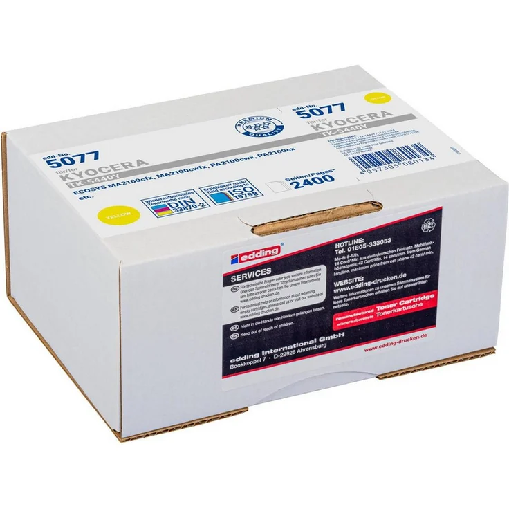 edding Tonerpatrone edding 18-5077, gelb, kompatibel zu KYOCERA TK-5440Y, ca. 2.400 Seiten