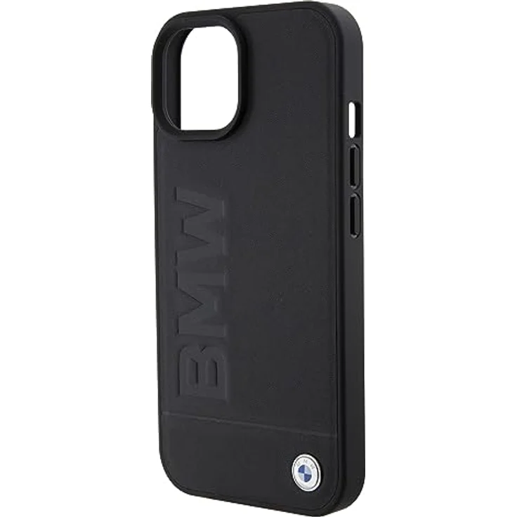 BMW BMHMP15SSLLBK iPhone 15 6.1" Hardcase in Schwarz mit Magsafe und geprägtem Logo aus natürlichen Materialien – Bild 5