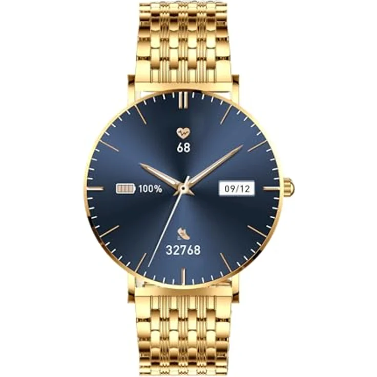 XCOAST SIONA 2 Elegance Gold Smartwatch - 1,3" AMOLED, Wasserdicht, Puls, Blutdruck, Blutsauerstoff, 21 Sportmodi, 7 Tage Akku, iOS&Android, Edelstahl – Bild 2