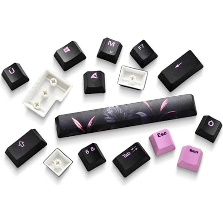 Sharkoon SKILLER SGK50 S3 Design Bundle D2, Tastatur- und Mauspadset mit abgenähten Rändern und deutschen PBT-Tastenkappen – Bild 5